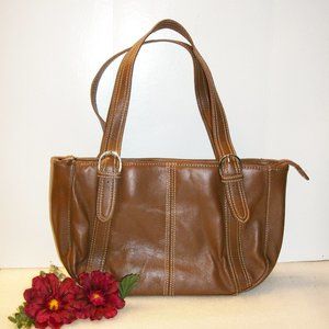 ACCESSORIES Leather Shoulder Bag Tote Bag Cinnamon Brown 8" H X 12" W